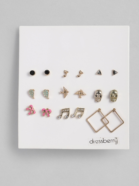 

DressBerry Set of 9 Gold-Toned Earrings