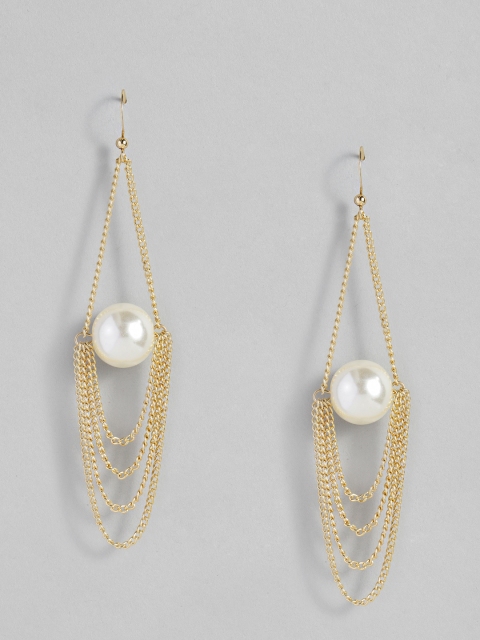 

DressBerry Gold-Plated Beaded Contemporary Drop Earrings