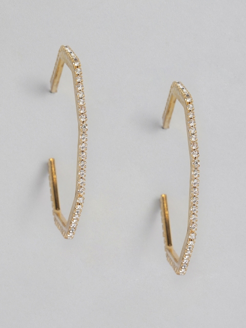 

DressBerry Gold-Toned Geometric Half Hoop Earrings