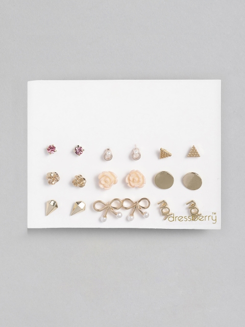 

DressBerry Set Of 9 Gold-Toned Studs