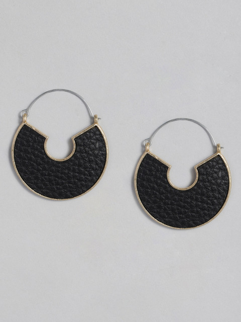 

DressBerry Black Gold-Plated Circular Hoop Earrings
