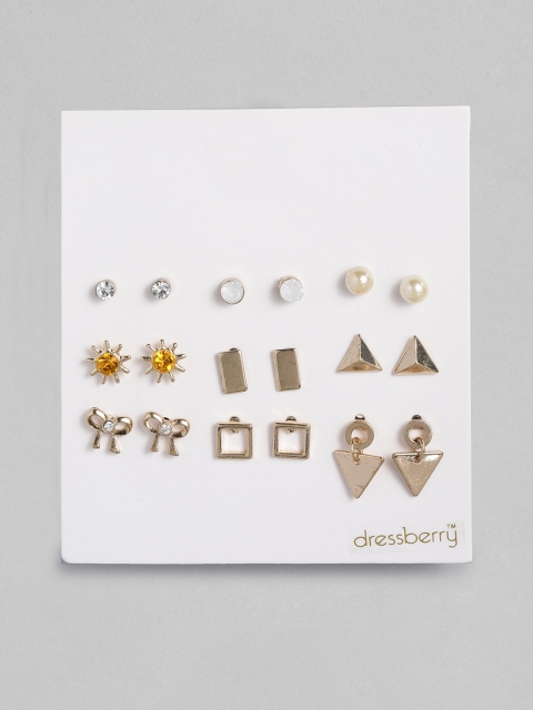 

DressBerry Set Of 9 Gold-Toned Studs