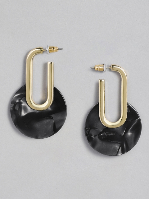 

DressBerry Gold-Plated & Black Geometric Drop Earrings