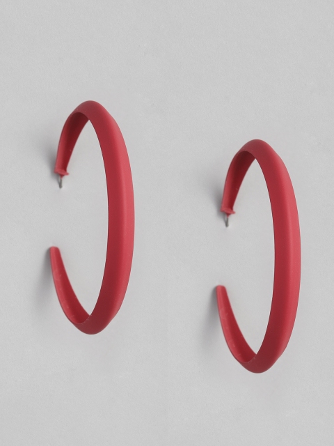 

DressBerry Red Circular Half Hoop Earrings