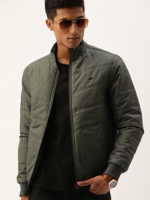 

Peter England Men Olive Green Solid Tailored Jacket