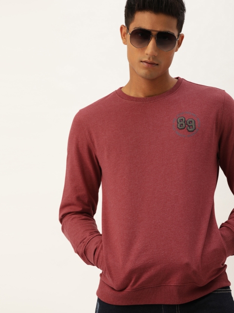 

Peter England Men Maroon Solid Sweatshirt with Embroidered Detail