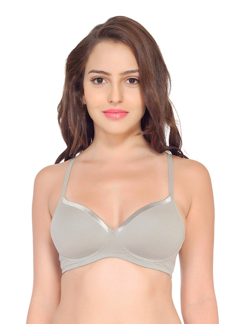 

SOIE Grey Solid Lightly Padded Medium Coverage Non Wired T-shirt BraCB-104