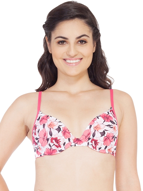 

Soie White Floral Print Push-Up Bra FB-509