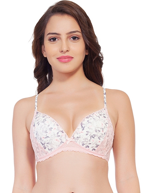 

Soie White Printed Plunge Bra FB-512