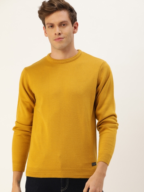 

Peter England Men Mustard Yellow Solid Pullover Sweater