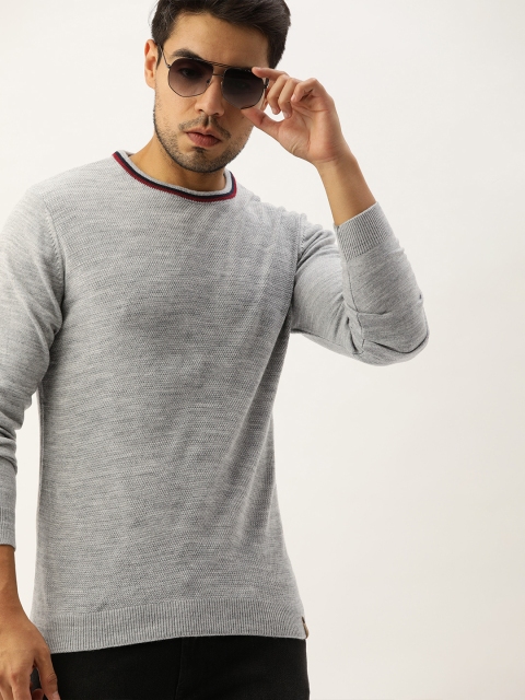 

Peter England Men Grey Solid Pullover Sweater