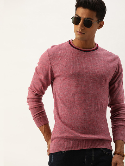 

Peter England Men Pink Solid Pullover Sweater
