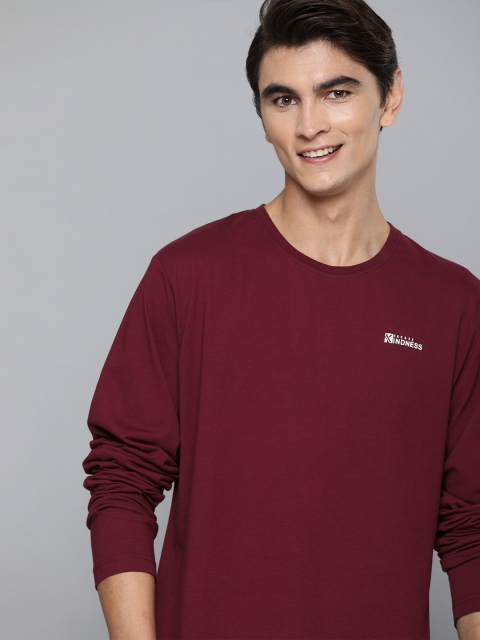 

HERENOW Men Maroon Solid Round Neck Pure Cotton T-shirt