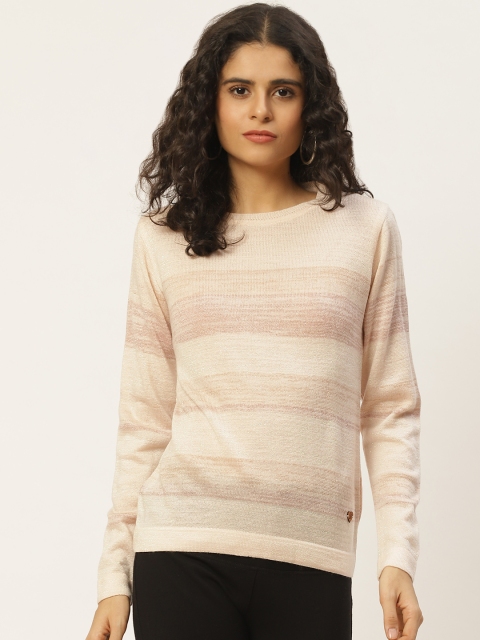 

Duke Women Pink Striped Shimmered Woollen Pullover Sweater