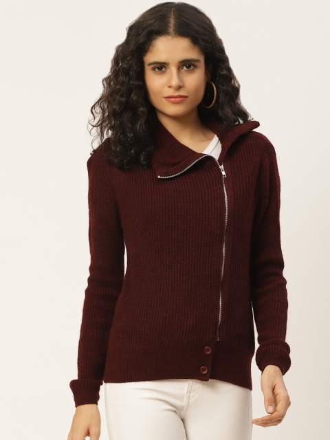 

Duke Women Maroon Solid Woollen Cardigan