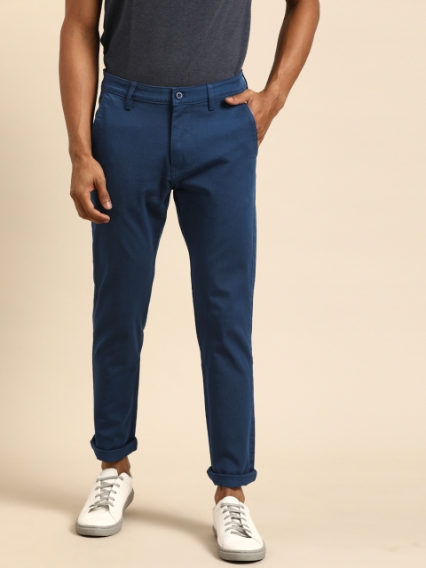 

ether Men Navy Blue Regular Fit Solid Bi-Stretch Chinos