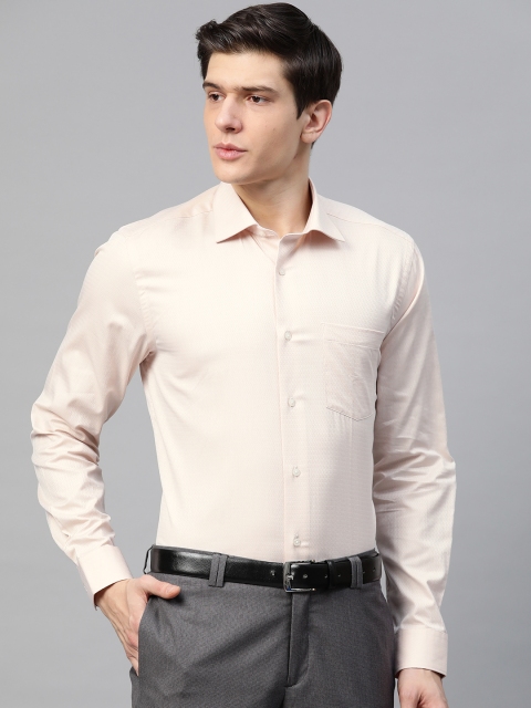 

Blackberrys Men Beige 2 Ply Ultra Slim Fit Self Design Formal Shirt
