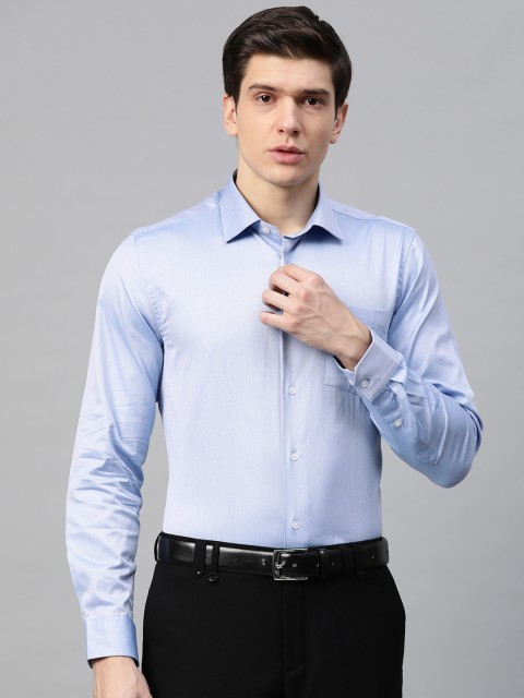 

Blackberrys Men Blue 2 Ply Ultra Slim Fit Micro Ditsy Self Design Formal Shirt