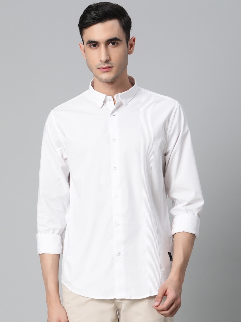 

Blackberrys Men White Trim Fit Knitted Solid Casual Shirt
