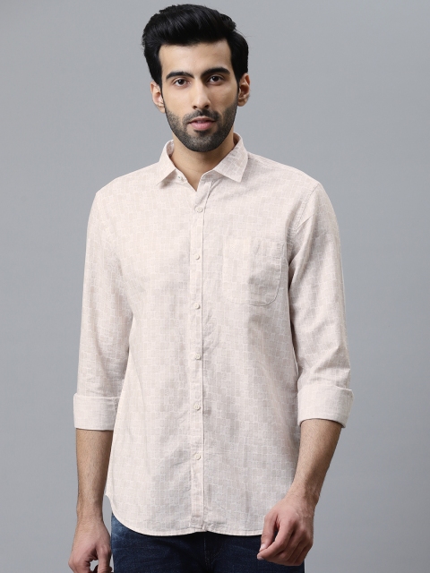 

Blackberrys Men White & Beige Slim Fit Printed Casual Shirt