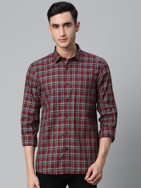 

Blackberrys Men Burgundy & Charcoal Grey Phoenix Fit Checked Casual Shirt