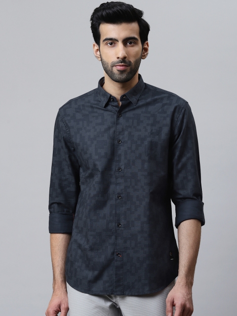 

Blackberrys Men Navy Blue Slim Fit Printed Casual Shirt