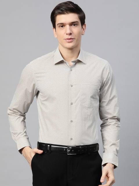 

Blackberrys Men Off-White & Navy Blue Slim Fit Micro Ditsy Printed Formal Shirt