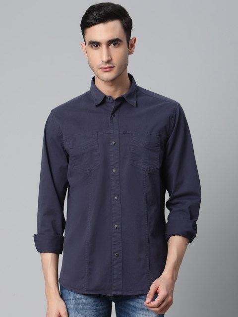 

Blackberrys Men Navy Blue Slim Fit Knitted Solid Shacket