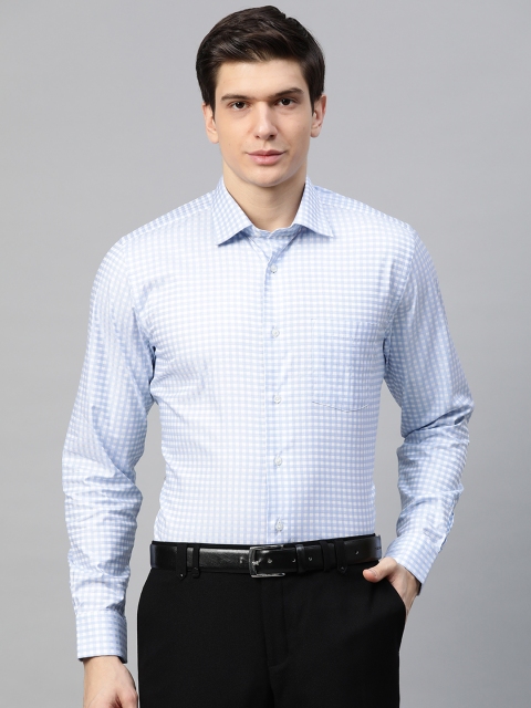 

Blackberrys Men Blue & White 2 Ply Ultra Slim Fit Checked Formal Shirt