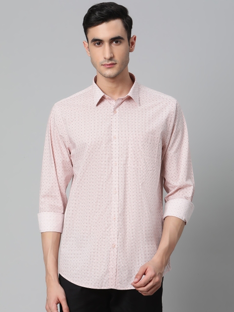 

Blackberrys Men Pink & Blue Slim Fit Ditsy Print Casual Shirt