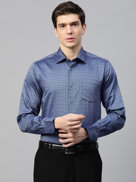 

Blackberrys Men Navy Blue Lord Of Giza Slim Fit Self Design Formal Shirt