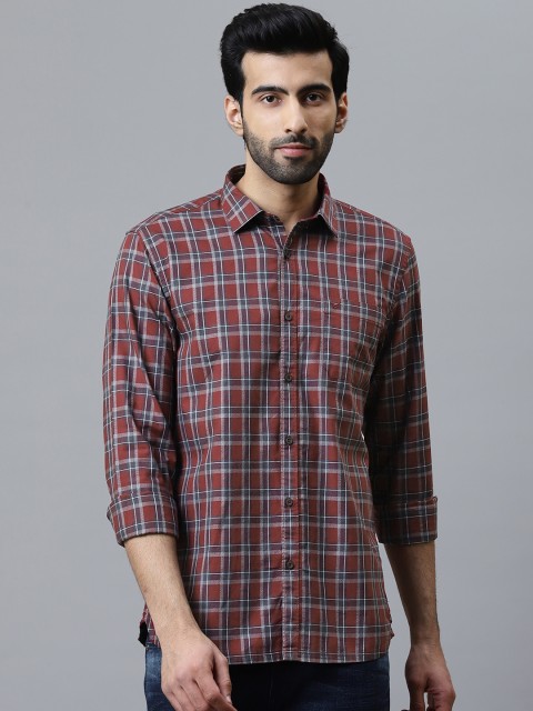 

Blackberrys Men Burgundy & Charcoal Grey Slim Fit Checked Casual Shirt