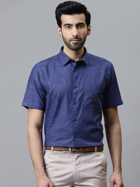 

Blackberrys Men Blue Slim Fit Self Design Formal Shirt