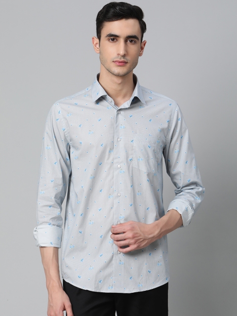 

Blackberrys Men White & Blue Slim Fit Printed Casual Shirt