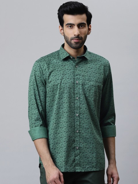 

Blackberrys Men Teal Green & Black Slim Fit Printed Casual Shirt