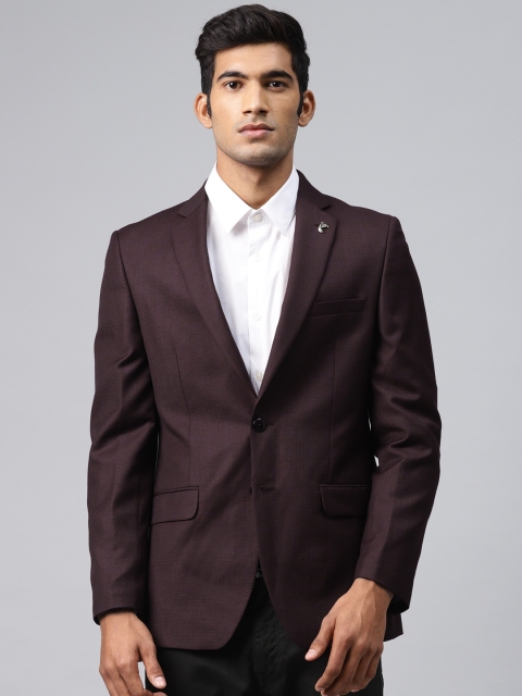 

Raymond Men Maroon Self-Checked Single-Breasted Contemporary Fit Formal Blazer