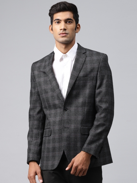 

Raymond Men Charcoal Grey Checked Single-Breasted Contemporary Fit Formal Blazer