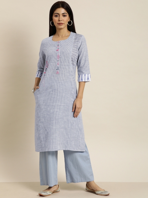 

Moda Rapido Women Blue & White Striped A-Line Kurta