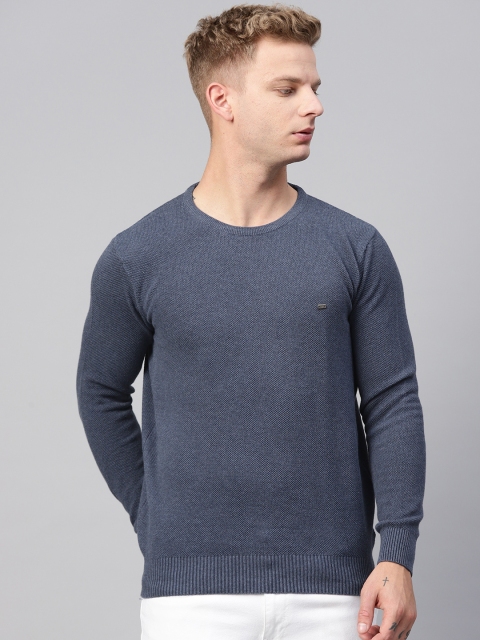 

Blackberrys Men Blue Solid Pullover Sweater