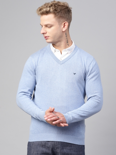 

Blackberrys Men Blue Solid Pullover Sweater