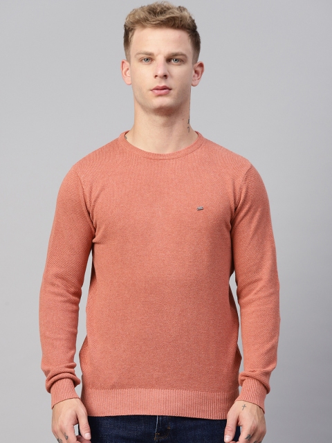 

Blackberrys Men Peach-Coloured Self Design Pullover Sweater