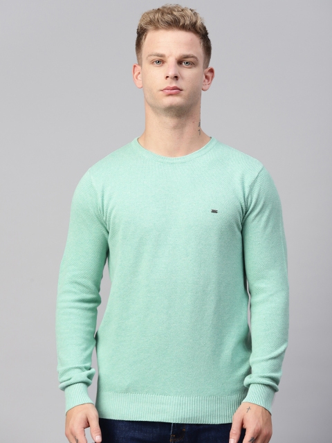 

Blackberrys Men Sea Green Solid Pullover Sweater