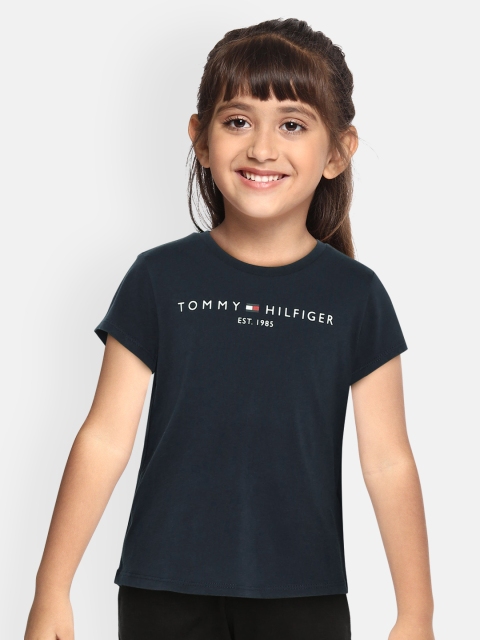 

Tommy Hilfiger Girls Navy Blue Printed Round Neck T-shirt