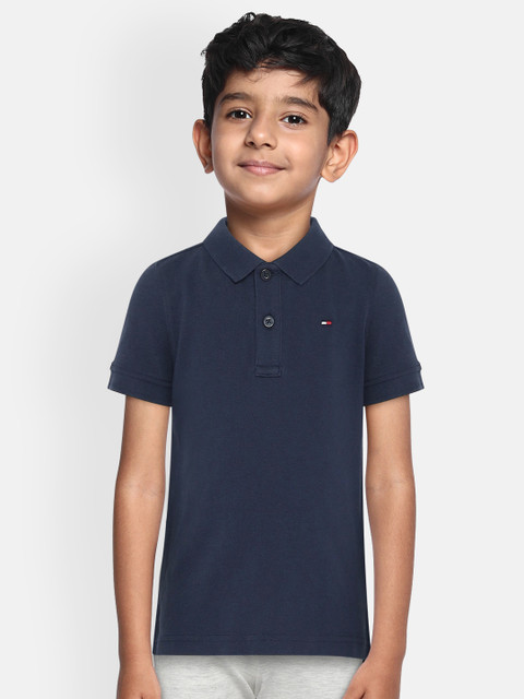 

Tommy Hilfiger Boys Navy Blue Back Print Polo Collar T-shirt