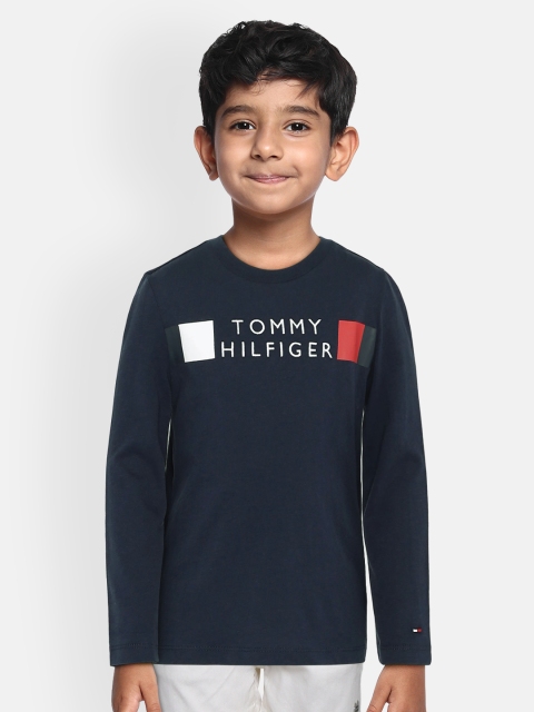 

Tommy Hilfiger Boys Navy Blue Printed Organic Cotton Round Neck T-shirt