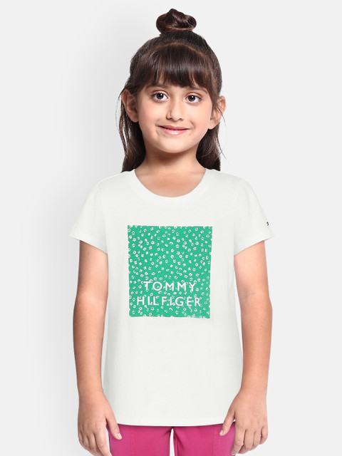 

Tommy Hilfiger Girls White & Green Printed Sustainable T-shirt