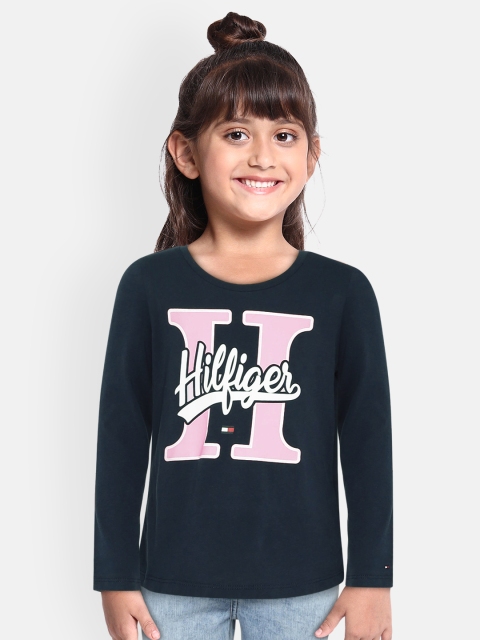 

Tommy Hilfiger Girls Navy Blue Printed Round Neck T-shirt