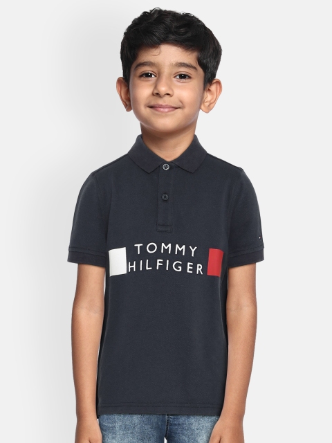 

Tommy Hilfiger Boys Navy Blue Striped Polo Collar T-shirt