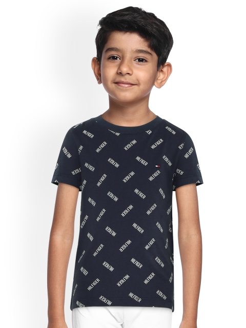 

Tommy Hilfiger Boys Navy Blue Printed Round Neck T-shirt