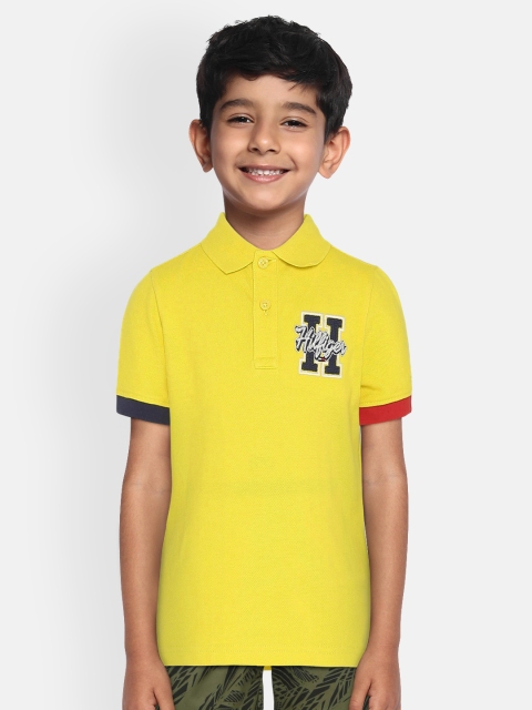 

Tommy Hilfiger Boys Yellow Solid Polo Collar T-shirt